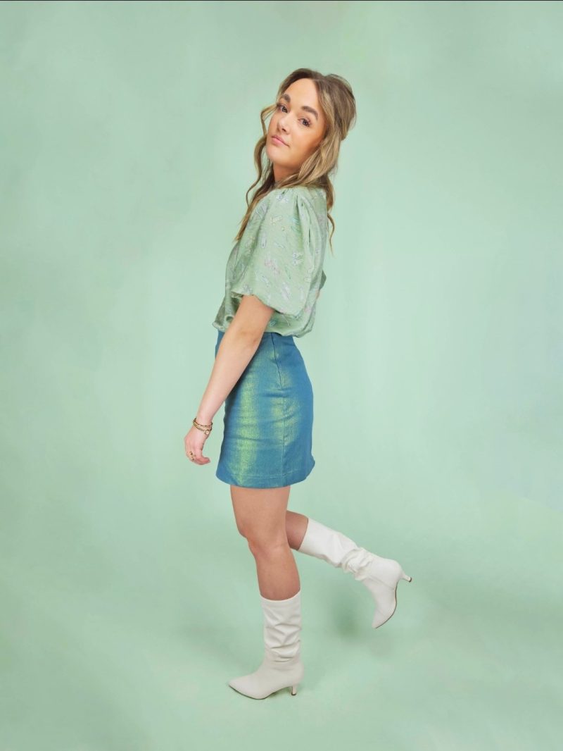 Cady Shiny Denim Rok - Afbeelding 2
